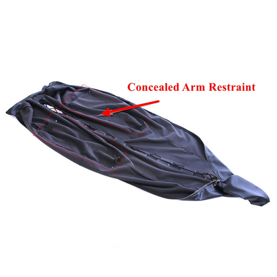 camaTech Soft PU Leather BDSM Body Bondage Bag With Open Head Concealed Arm Restraint Sex Mermaid Mummy Sleeping Sack Adult Game Y18102405