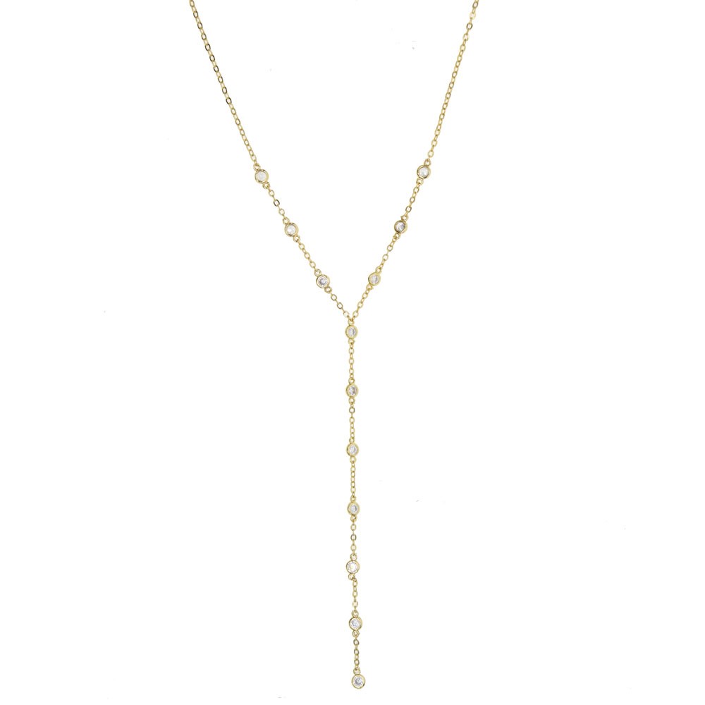 Gold plated high quality cz station Y lariat necklace summer sexy women gift european women long chain gorgeous fashion jewelry