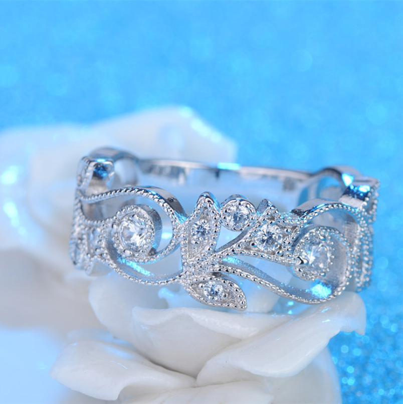 Sterg Sier Eternity Band Ring: 5A Cubic Zirconia CZ Dia Unique Wedding Jewelry for Women