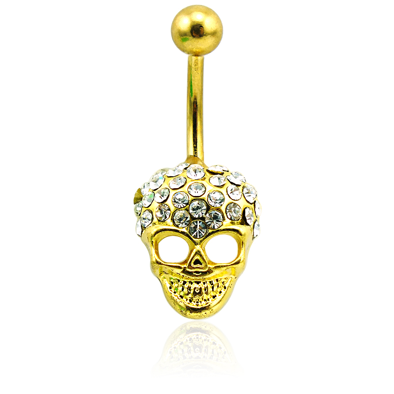 Fashion Belly Button Rings 316L Stainless Steel Barbell White Rhinestone Skull Navel Rings Body Piercing Jewelry, Silver
Fashion Belly Button Rings 316L Stainless Steel Barbell White Rhinestone Skull Navel Rings Body Piercing Jewelry, Silver
