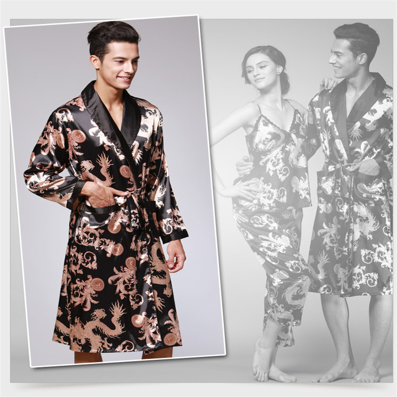 ious Sexy Male Kimono Mens Silk Satin Pajamas for Men Bathrobe Gold Dragon Sleepwear Dressing Gowns Pijama Hombre D7-AE-63 C18110901