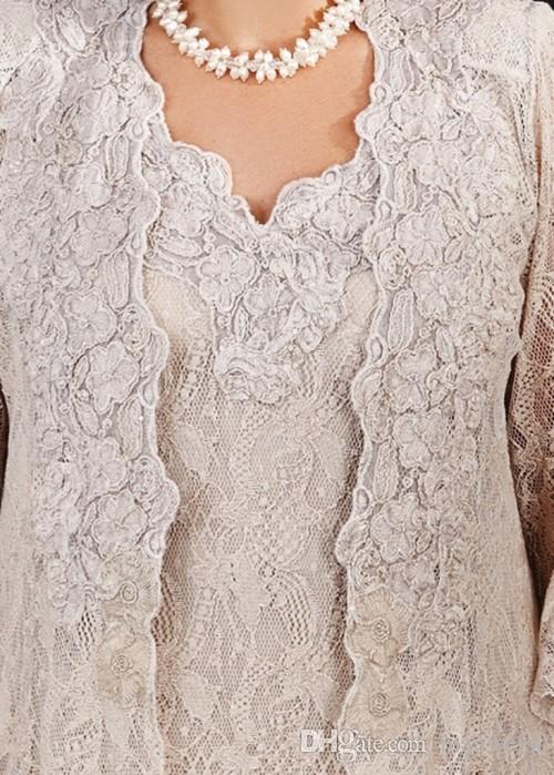 Ann Balon 2019 Mother Of The Bride Dresses Three Pieces Full Lace Mother's Wedding Gowns Ankle Length Plus Size Cheap Mothers Groom Dress