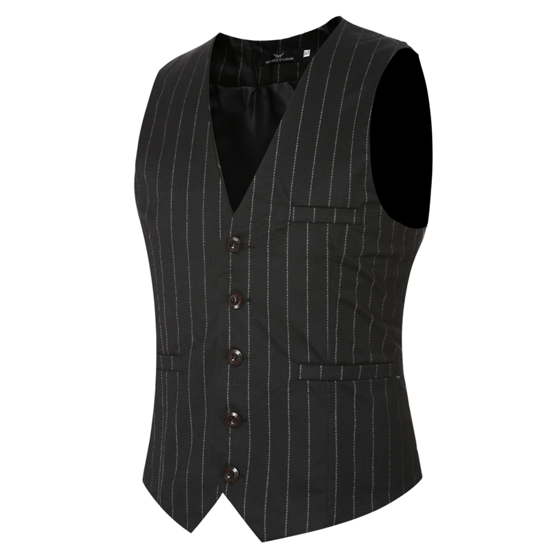 2017 New Fashion Men's Suit Vest Business Striped Waistcoat Slim Fit Dress Vests For Men Casual Colete Masculino Social 6XL