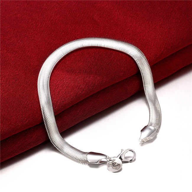 Flat soft bone Bracelet - male sterling silver plated bracelet ; Brand new men and women 925 silver bracelet SPB164