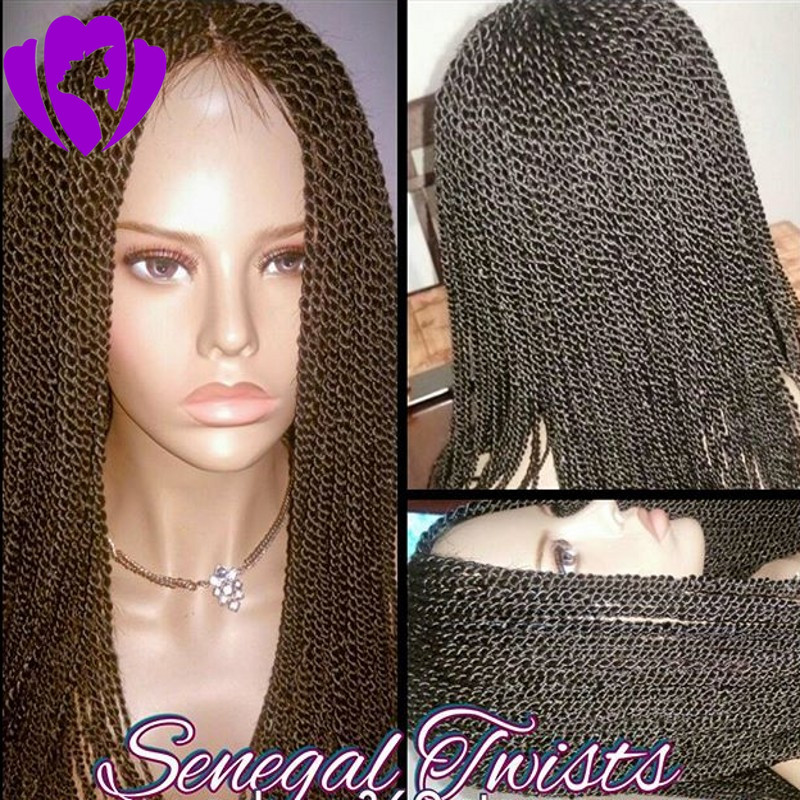 Sexy Africa america women style Ombre brown Braided Wigs with baby Hair 180density synthetic full lace front twist Wigs