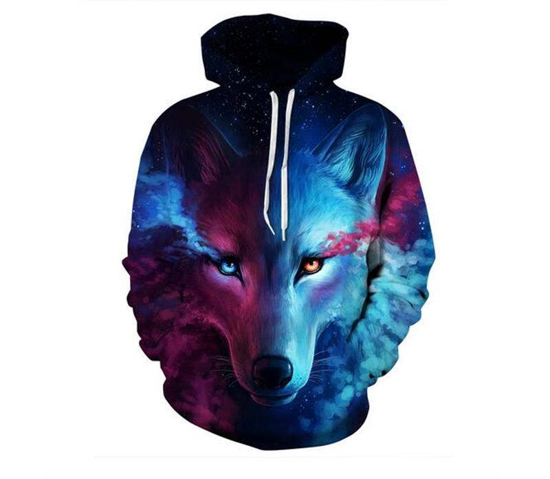 3D Hoodies Mens Womens Casual Sweatshirts Space Galaxy wolf lion Print Hoodie Universe Starry Sky Graphic Unisex Pullover by niubility