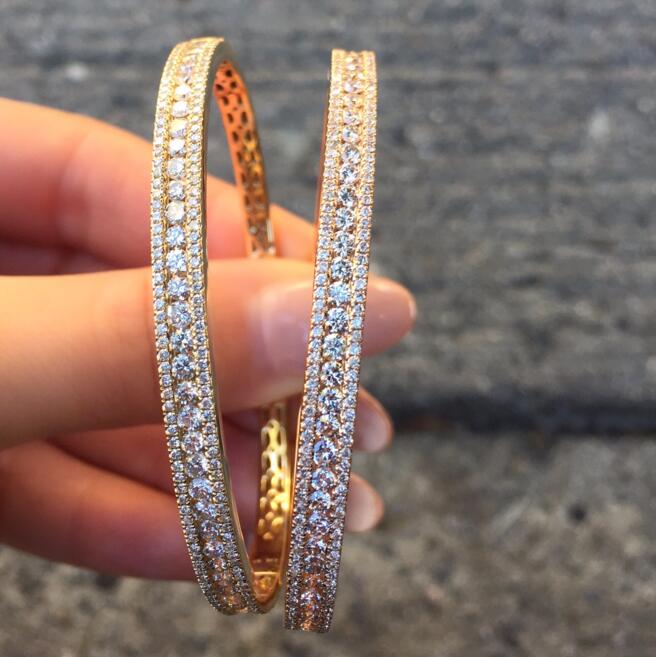 luxury cz cuff bangle bracelet for women lady gift three line lab diamond cz luxury wedding gift fashion cuff bangles
