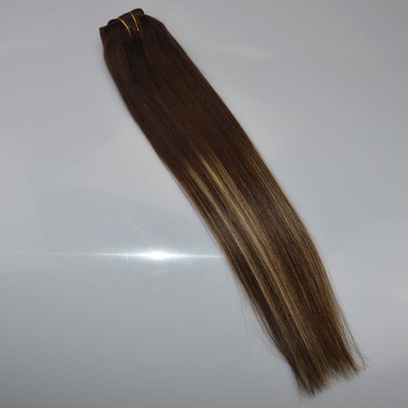 ombre color #3 Fading to #24 14"-24" 7Pcs 120G balayage highlights Full head real human hair clip in extensions