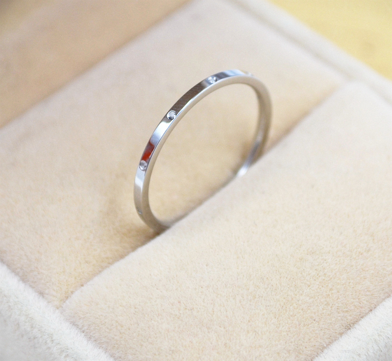 Fashion Silver Titanium Steel Gloss Ring, Titanium Steel Jewellery Couple Rings Women Rose Gold Rings Dots Japan and South Korea Wind