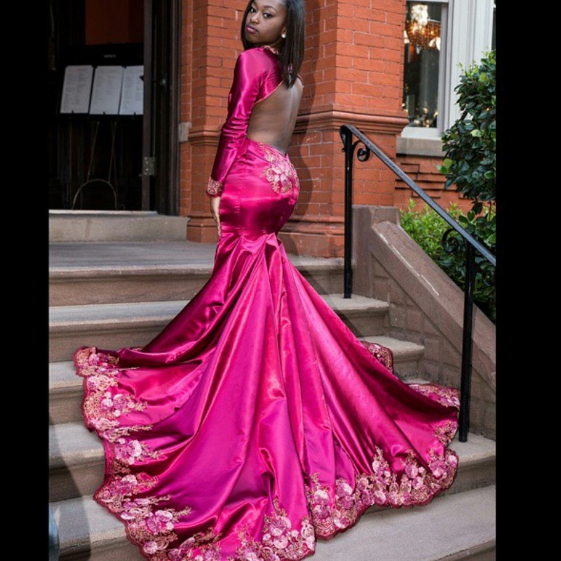 2K18 Black Girl Prom Dresses V-Neck Foral Applique Long Sleeve Cutaway Sides Party Dress Sexy Backless Satin Mermaid Evening Dress Prom Gow, Purple
2K18 Black Girl Prom Dresses V-Neck Foral Applique Long Sleeve Cutaway Sides Party Dress Sexy Backless Satin Mermaid Evening Dress Prom Gow, Purple