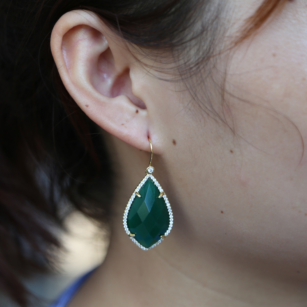 big emerald gemstone dangle earring for women european modern big stone ear wire geometric shaped stone dangle earring