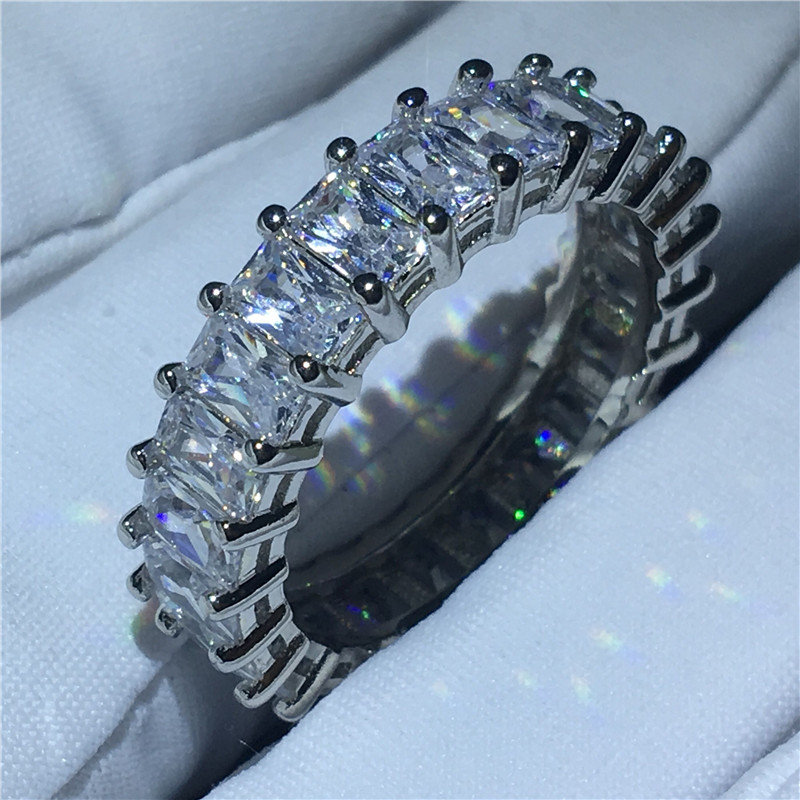 Handmade Finger ring 925 Sterling silver Princess cut 5A zircon Cz Engagement wedding band rings for women Bridal Jewelry