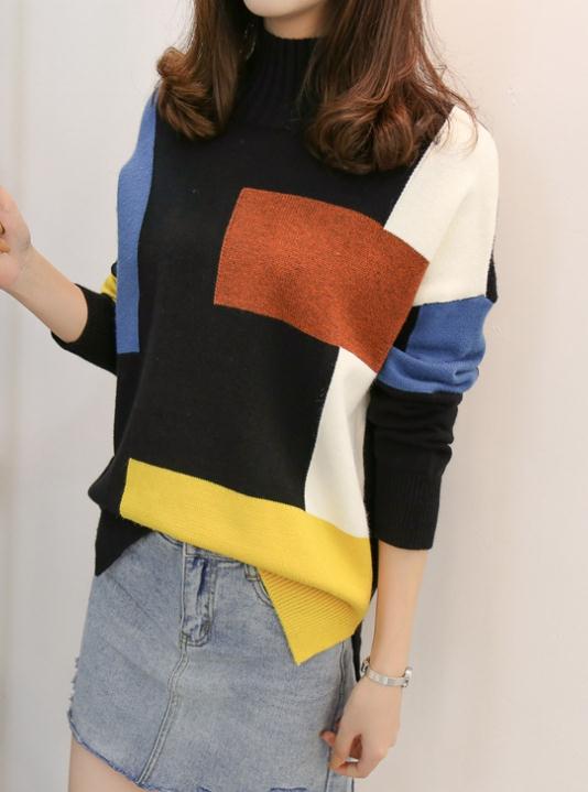 send high necked sweater woman's autumn Set head Blue Patchwork loose and comfortable knitted coat Thickening long sleeved sweater, Army green
send high necked sweater woman's autumn Set head Blue Patchwork loose and comfortable knitted coat Thickening long sleeved sweater, Army green