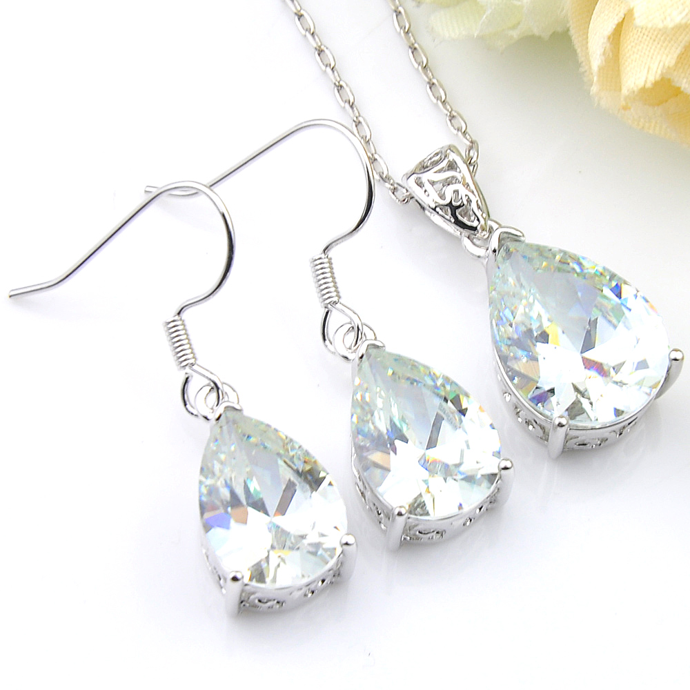 Luckyshine Women Wedding Jewelry Sets White Topaz Water Drop 925 Silver Earrings Pendants Sets Frees Shipping
Luckyshine Women Wedding Jewelry Sets White Topaz Water Drop 925 Silver Earrings Pendants Sets Frees Shipping