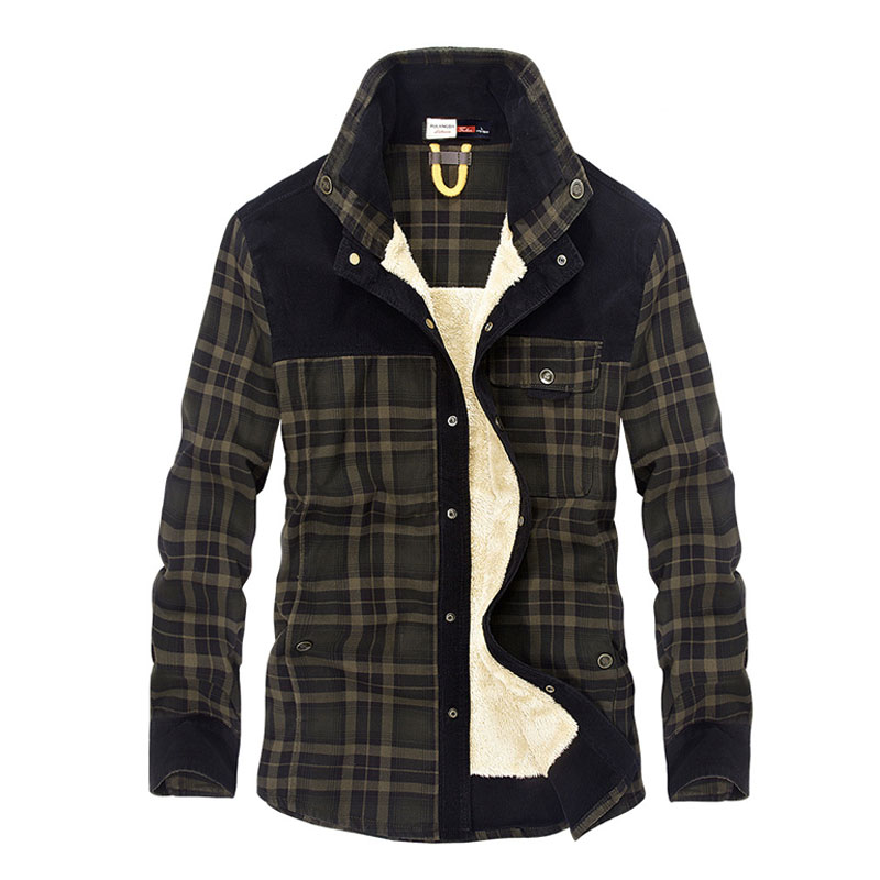 Men's Casual Shirts 2022 Men Cotton Liner Outerwear Plaid Thick Wool Autumn Winter Shirt
