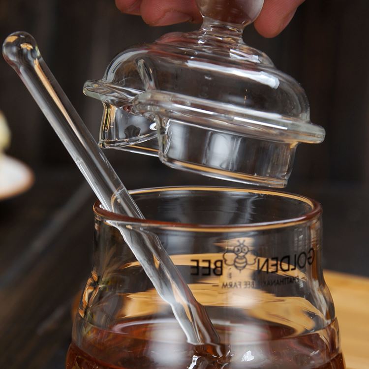 High-grade honey jar crystal glass seasoning bottle glass stirring admission 290ML car candy dispenser Container CL1108052