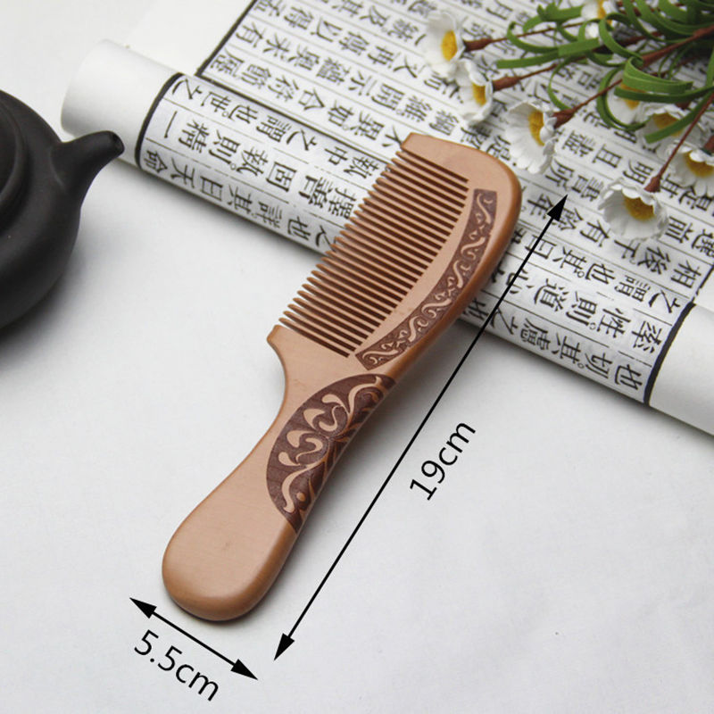 Natural Peach Wood Comb Popular Natural Health Care Hair Comb Hairbrush With Handle Massager fast shipping F1203