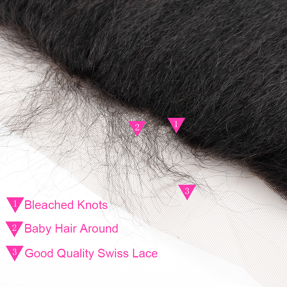 Free shipping Brazilian Kinky Straight 13x4 To Ear Pre Plucked Lace Frontal Closure With Baby Remy Human Hair Free Part Top Frontals