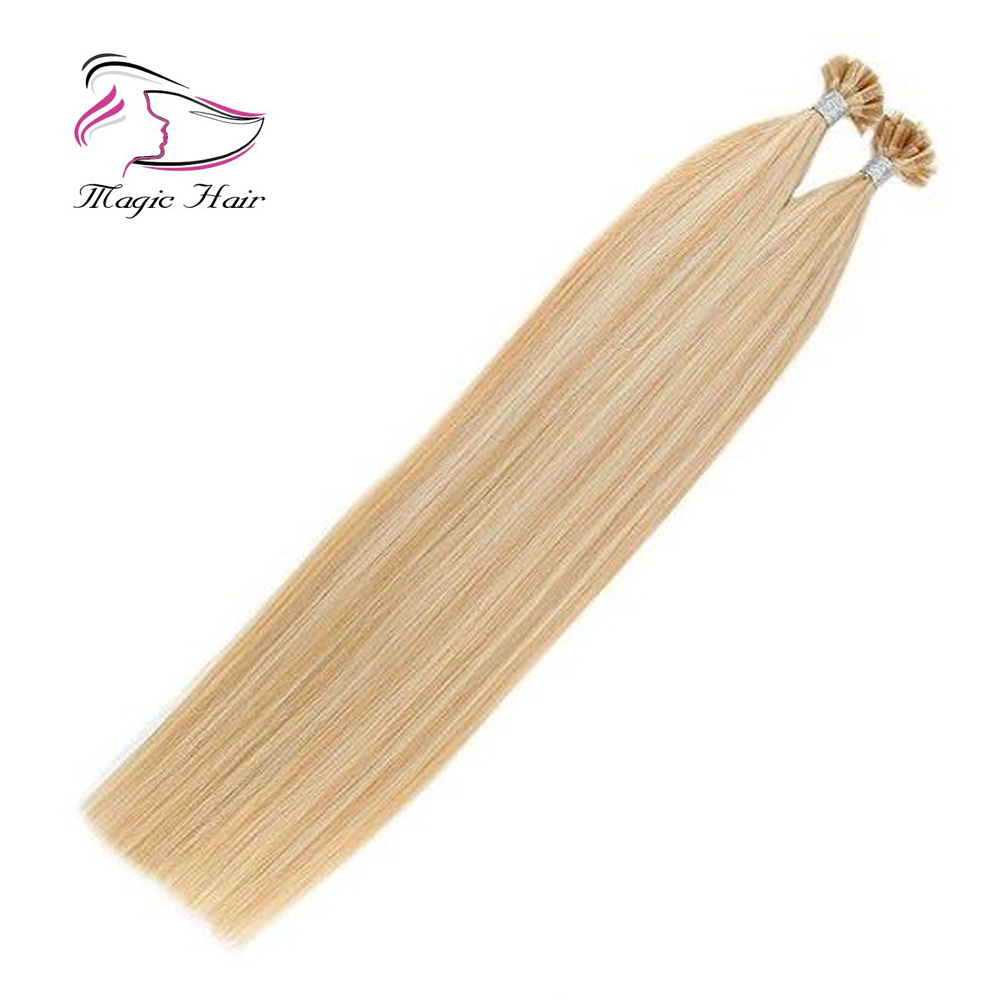 U Tip Keratin Remy Human Hair Extension Golden Blonde #16 Highlighted with Blonde #22 (#P16/22)