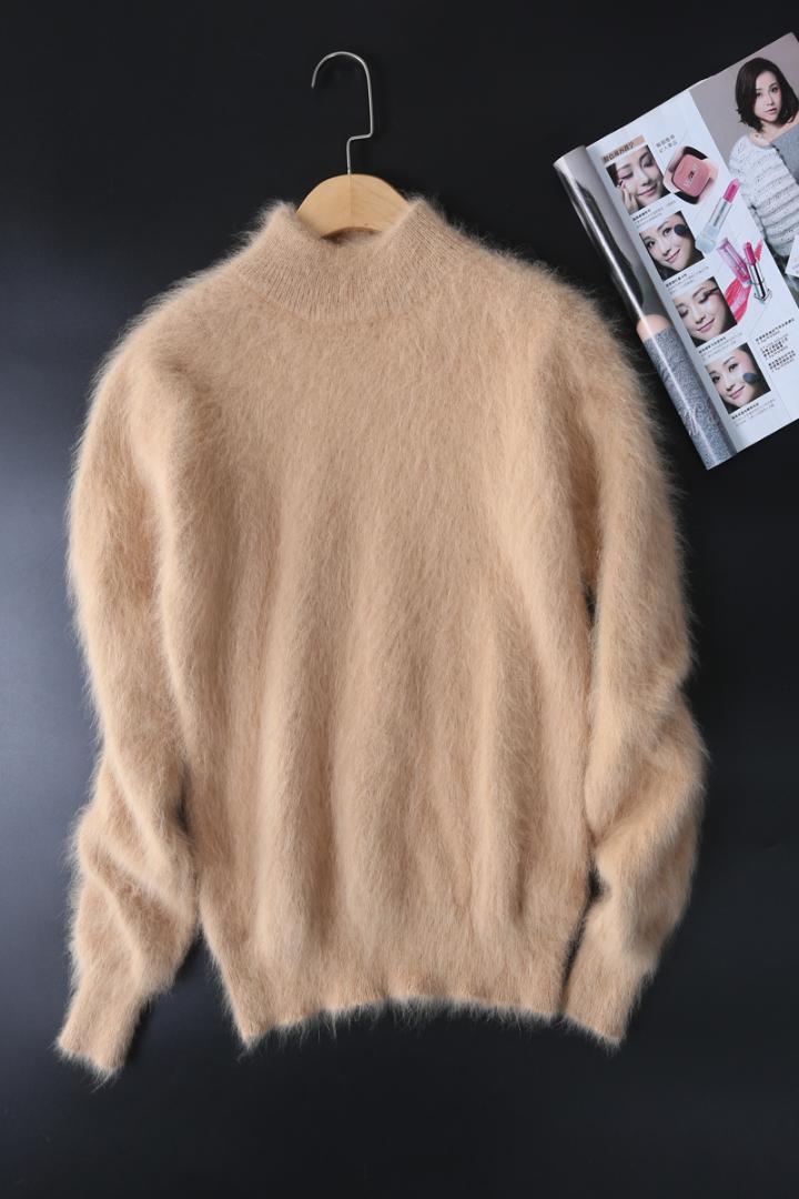 New genuine mink cashmere sweater women 100% mink cashmere pullovers with turtleneck collar free shipping JN465
