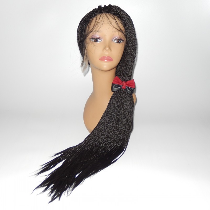 Fashion african american black/brown/blonde box braids wig heat resistant synthetic lace front wig micro braided wigs for black women