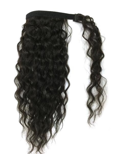 DIVA Long high curly brazilian remy human hair ponytail hairpiece wraps around clip in drawstring women ponytail extension natural color