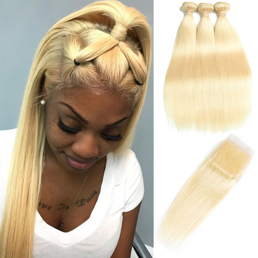 Brazilian 613 Straight Human Hair Bundles With Closure 100%Unprocessed Virgin Hair 3 Bundles With Lace Closure Honey Platinum Hair Extension, Blonde
Brazilian 613 Straight Human Hair Bundles With Closure 100%Unprocessed Virgin Hair 3 Bundles With Lace Closure Honey Platinum Hair Extension, Blonde