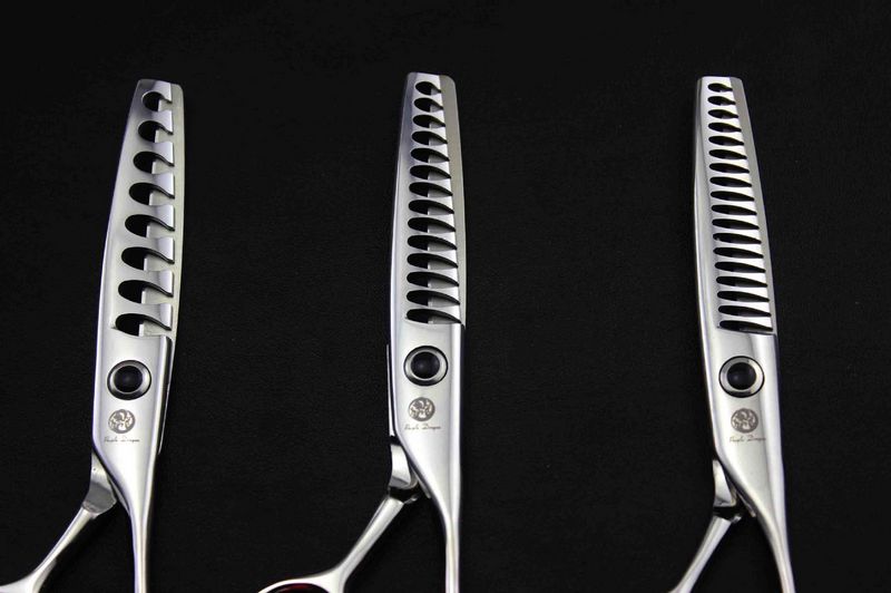 Dragon 5.75 inch 440C 62HRC high quality hair thinning scissors with leather case free shipping forfex.