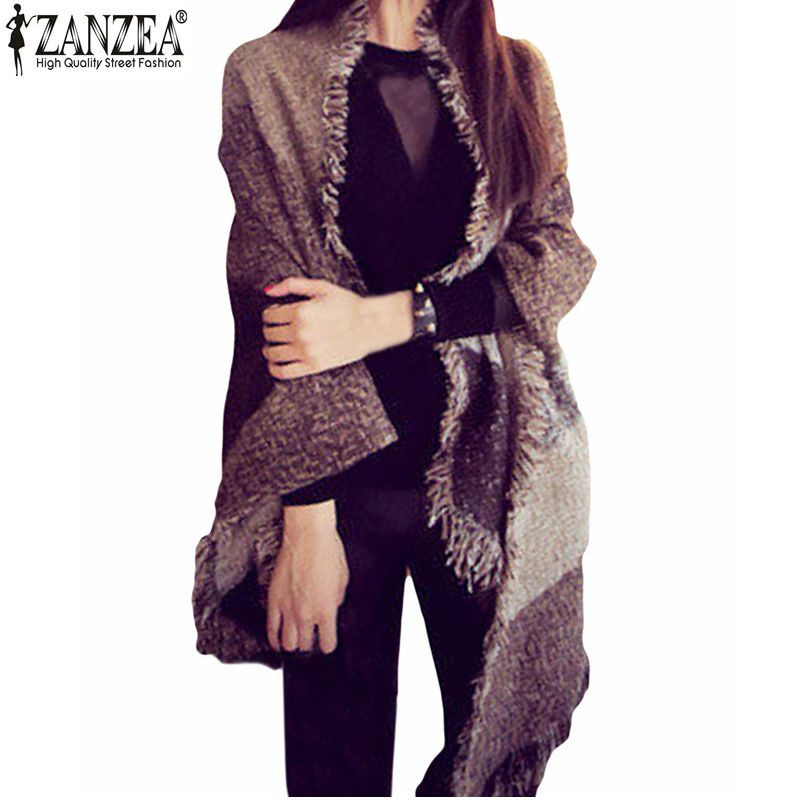 Zanzea 2018 Winter Zanzea Fashion Women Blanket Scarf Female Cashmere Pashmina Wool Scarf Shawl Warm Thick Scarves Cape Wraps S18101904