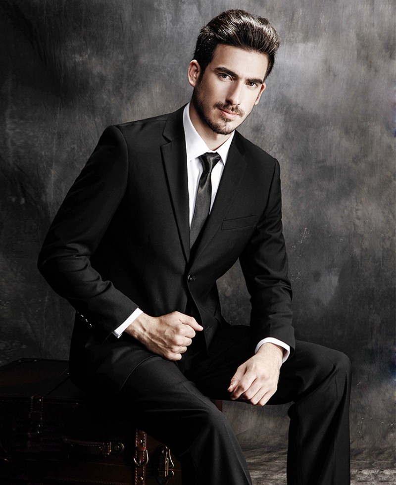 Handsome Men Wedding Suits 2018 Black Slim Fit Bridegroom Formal Wear Best Mens Groom Tuxedos Business Men suits (Jacket+Pant)