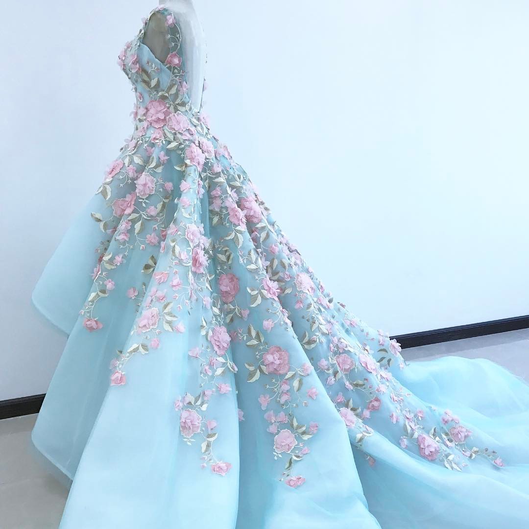 Fashion Forward Evening Prom Dress Sweetheart Neck Pink 3D Flower Zipper Backless Party Dress Glamorous Hi-Lo Chapel Train Evening Dresses