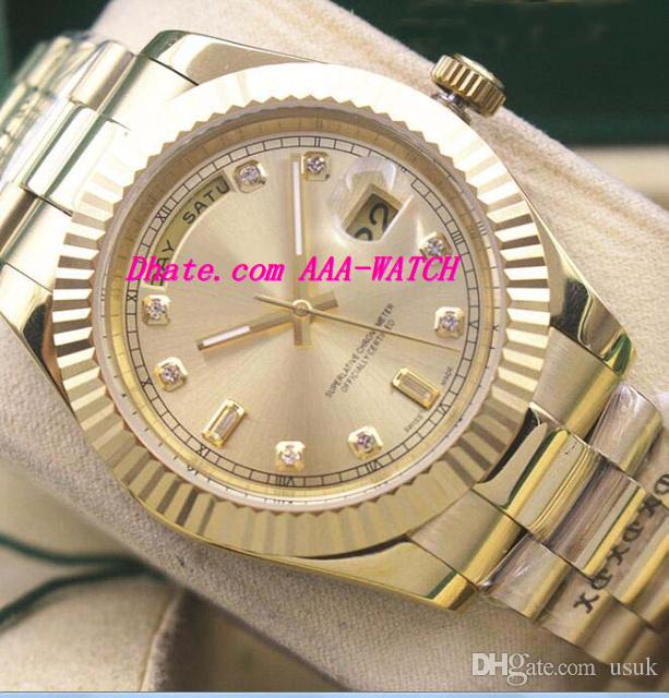 Luxury Watches New Mens Gold Dial 118348 WATCH CHEST 41mm Automatic Fashion Brand Men's Watch Wristwatch