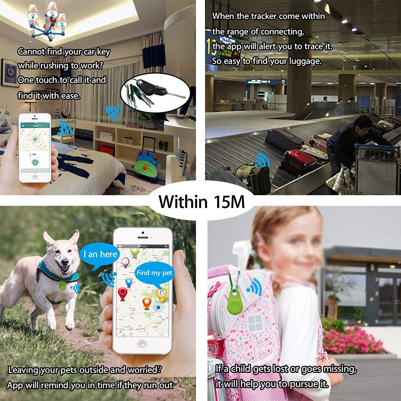Smart Wireless Bluetooth Tracker Key Finder Pets GPS Locator Anti-Lost Alarm for Car Mobile Phone Wallet Kids