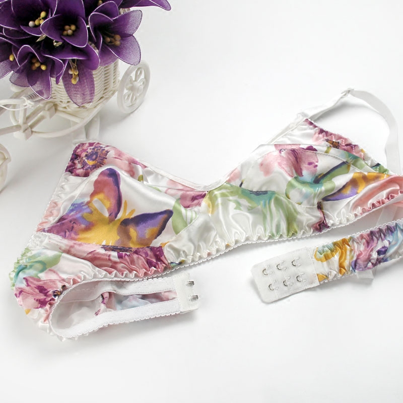 Women silk bra mulberry silk double faced wireless ultra-thin non-pad printing sexy lingerie bikini underwear wholesale, Multi
Women silk bra mulberry silk double faced wireless ultra-thin non-pad printing sexy lingerie bikini underwear wholesale, Multi
