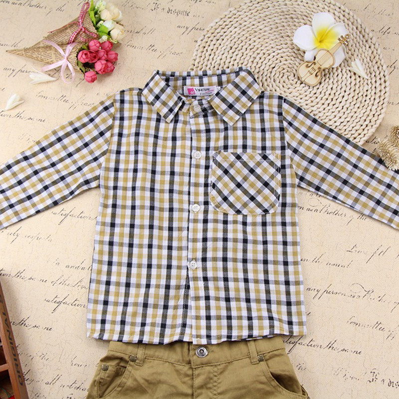 Spring Autumn Baby Boys Clothing Set Fashion Long Sleeve Plaid Shirts+T Shirts+Pants Casual Kids Clothes Outfits 2-6Years