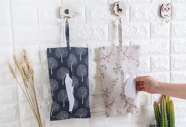 Tissue box Hanging cotton and linen Home Car Tissue Case Box Container Towel Napkin Papers BAG Holder Case Pouch
