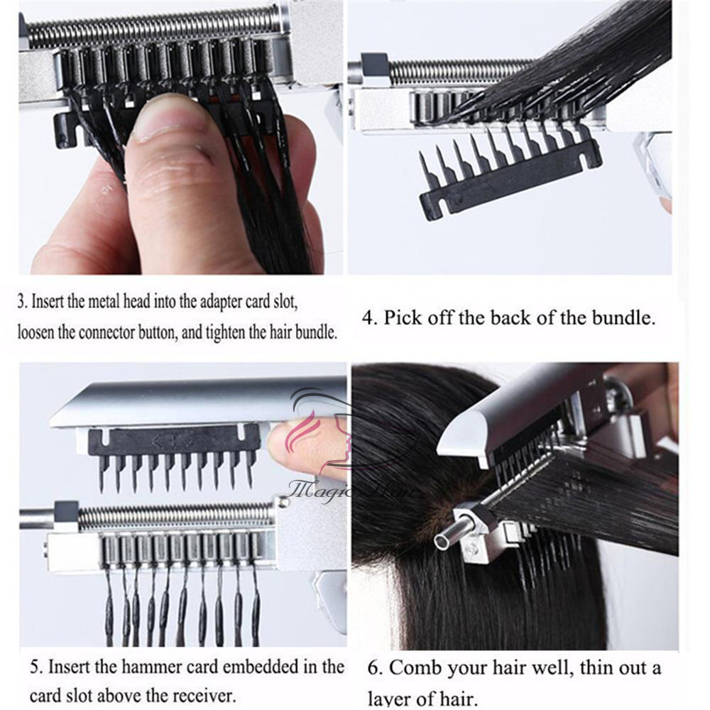 6D Human Hair Extension Machine Connector With Hair Remove Piler No-trace Quick Kit Salon Natural Real Keratin Wig Style Tool