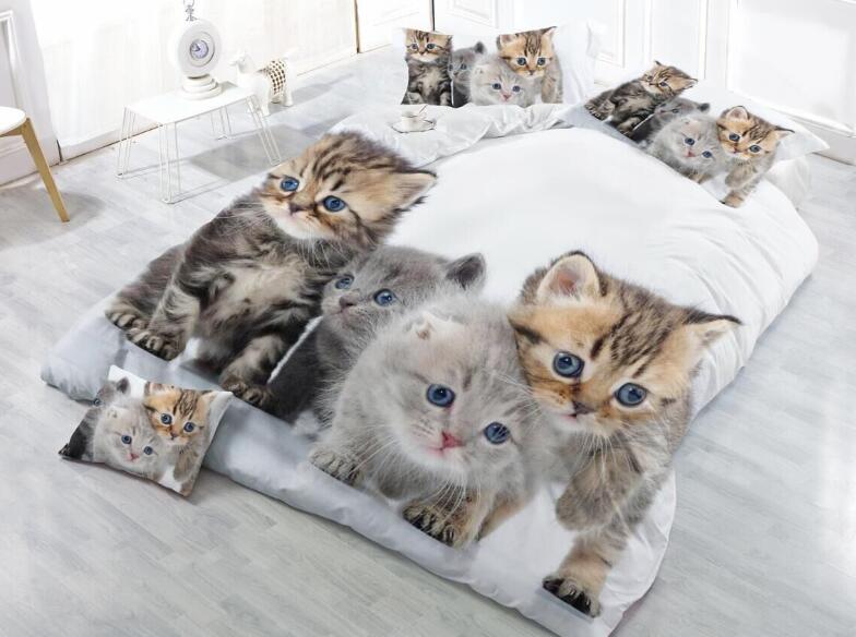 3D Animal Printed Bedding Set Cat Dolphin Leopard Bed sheets Duvet Cover Bed Sheet with Pillowcase