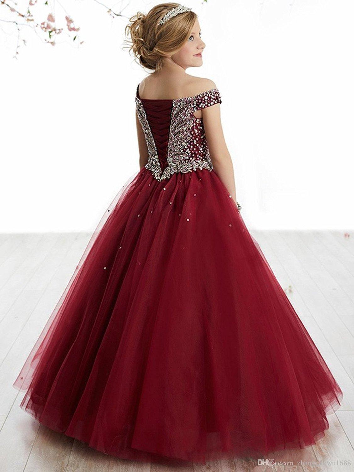 Neck Lace Beaded Flower Girl Dresses Lace Up Vintage Tulle Little Girls Pageant Birthday Gowns