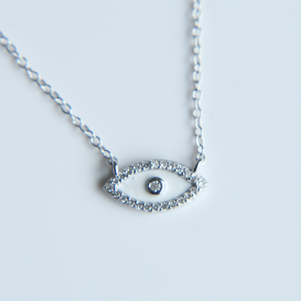 Turkish evil eye necklace 5 colors 100% 925 sterling silver jewelry lovely eye charm lucky girl gift fine silver chain collar jewelry