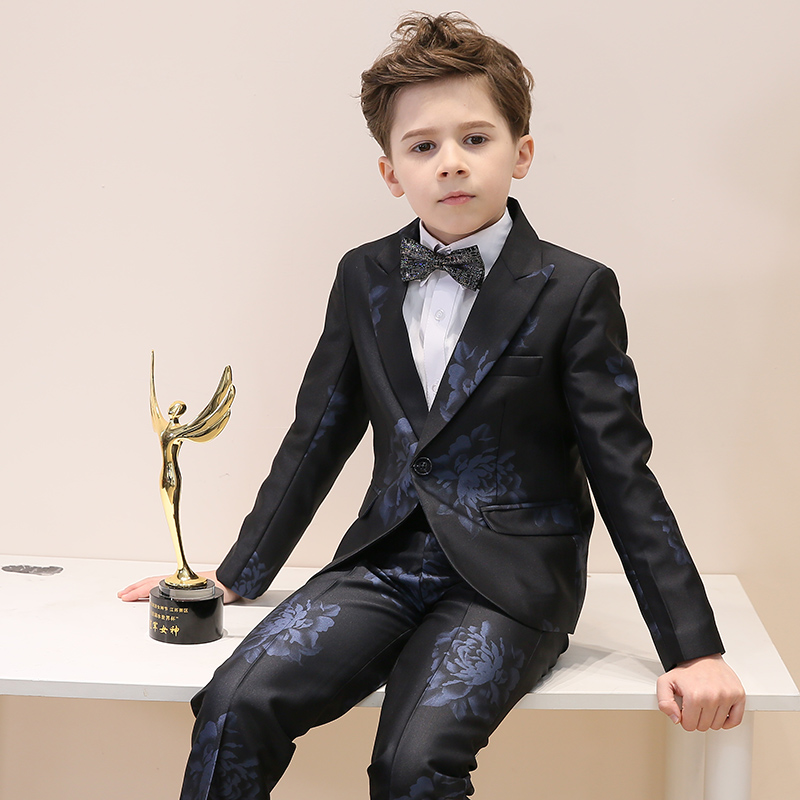 New Arrival Baby Boy Clothes Notchel Lapel Plained Black Fabric Three To Five Pieces Boys Suits For Wedding Party Business Formal Tuxedos
