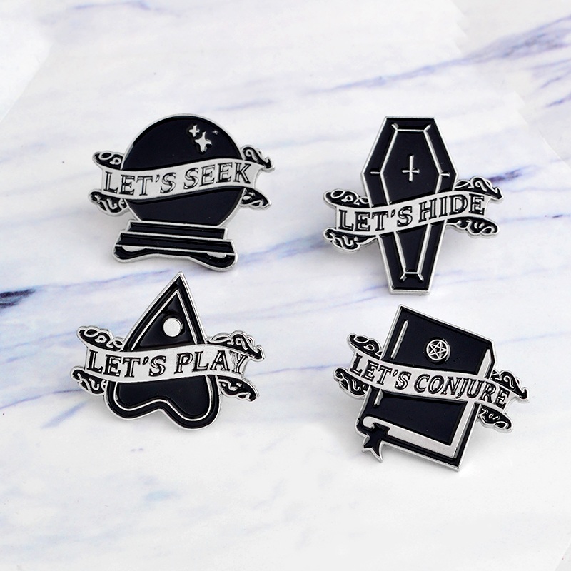 Miss Zoe Let's Conjure Seek Hide Play Cute Letter Enamel Metal Pins Badge Denim Jacket Jewelry Gifts Brooches for Women Men, Gray
Miss Zoe Let's Conjure Seek Hide Play Cute Letter Enamel Metal Pins Badge Denim Jacket Jewelry Gifts Brooches for Women Men, Gray