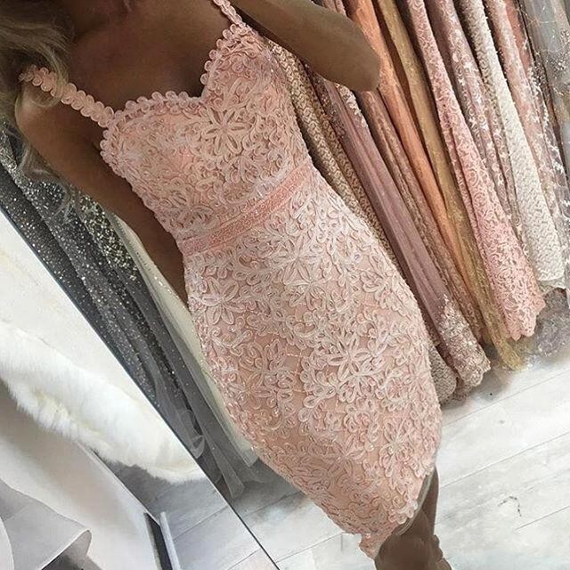 

2018 Cheap Short Mini Cocktail Dresses Sweetheart Party Dress Full Lace Applique Knee Length Spaghetti Straps Peplum Sheath Homecoming Gowns, Olive