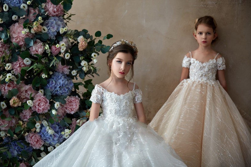pentelei flower girl dresses for weddings spaghetti off the shoulder little baby gowns cheap sweep train communion dress