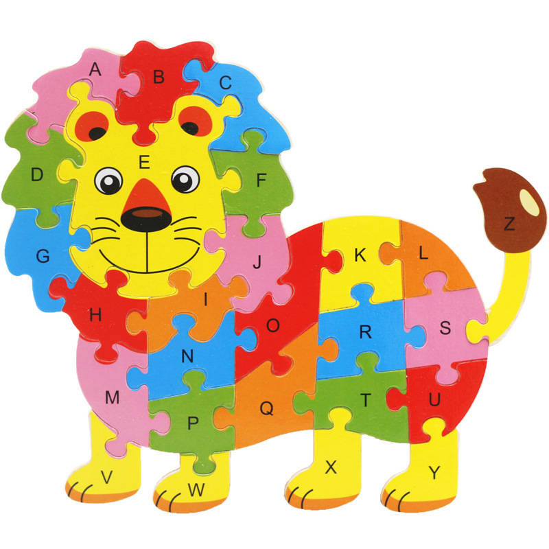 wooden animals english 26 alphabetic letter jigsaw puzzle children 356 years old factory price wholesale mix order 2 set or more