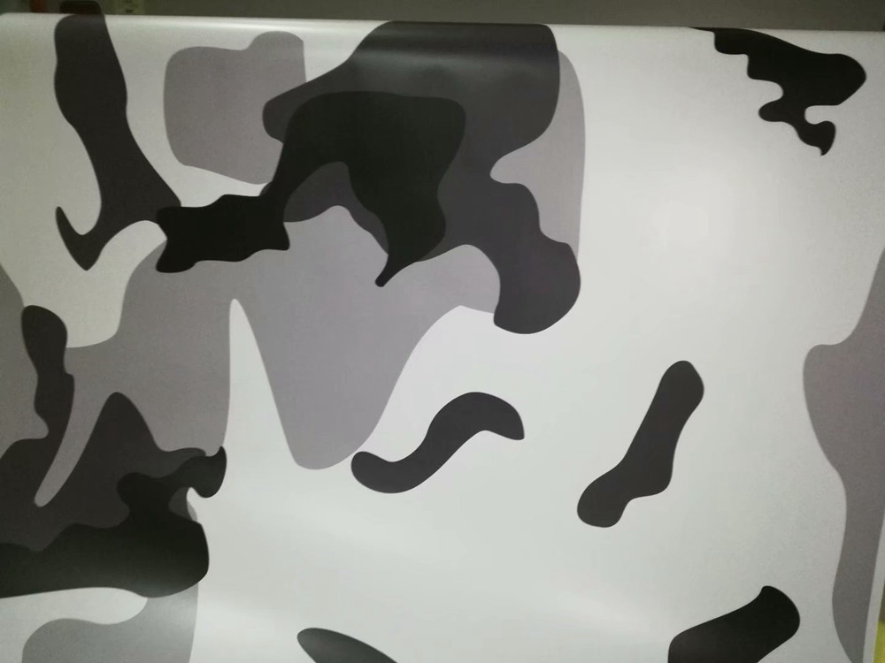 Large Camo VINYL Wrap black white grey Full Car Wrapping Camouflage Foil Stickers with air free size 1.52 x 30m/Roll Free Shipping