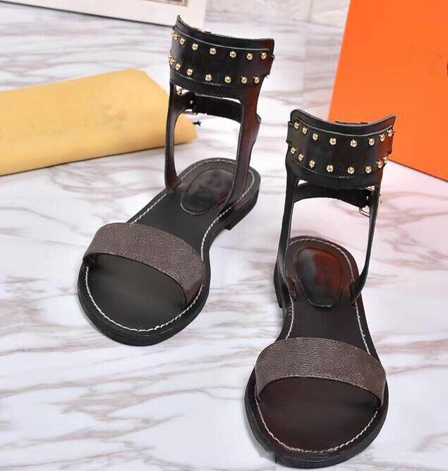 Women Sandals Casual Shoes Summer Flats Sexy Ankle High Boots Gladiator Sandal Womens Flats Designer Ladies Beach Roman Slides