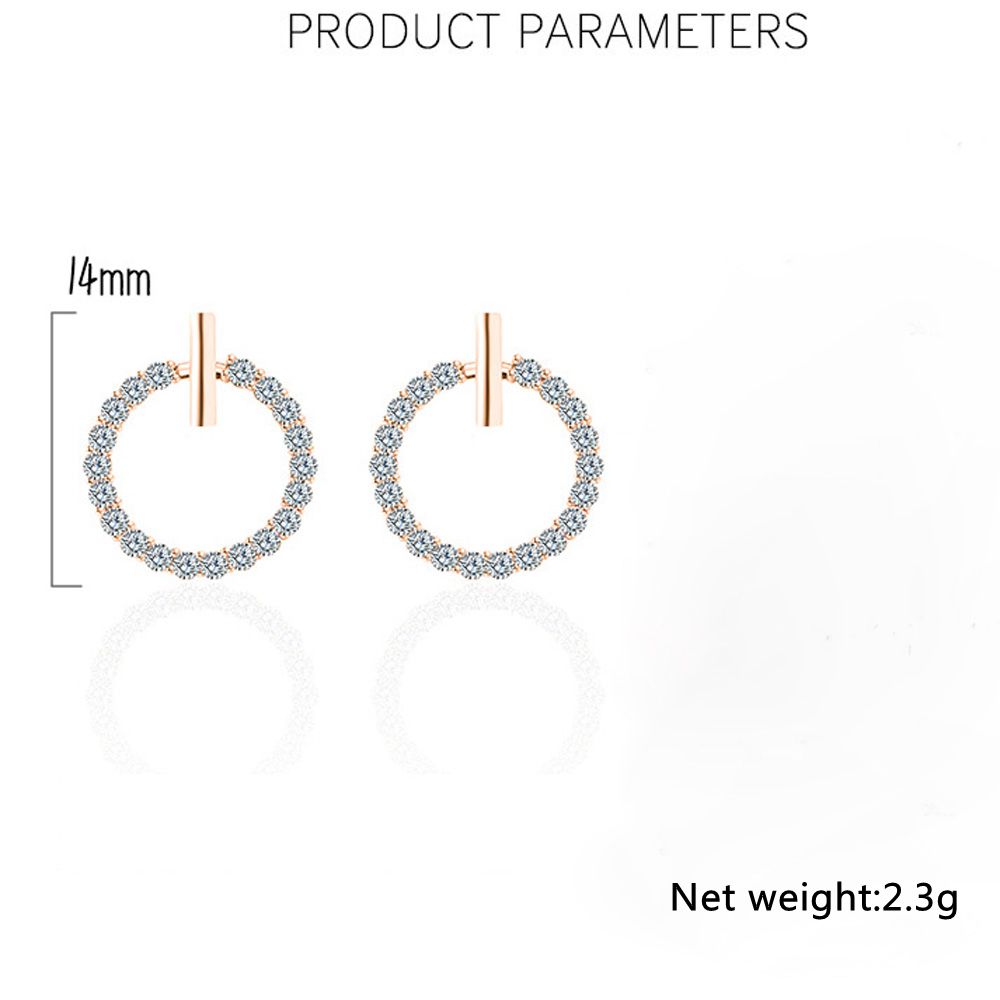 S925 Silver Earrings Full Austrian Rhinestone Crystal Circle Stud Earrings Jewelry Classic Fashion Women Girls Gift