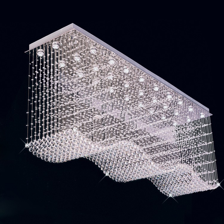 Modern Raindrop LED Crystal Chandelier Lighting Square Wave Crystals Ceiling Chandeliers for dining room/Lobby/kitchen island