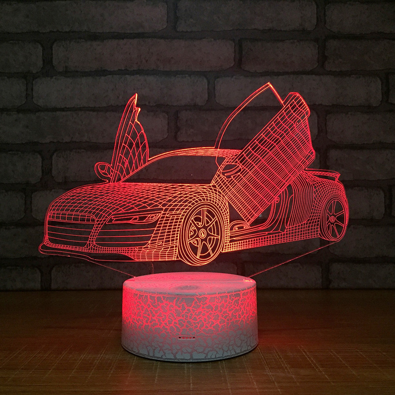 Creative Racing Car 3D Acrylic LED Night Light Touch 7 Color Change Desk Table Lamp Party Decorative Light